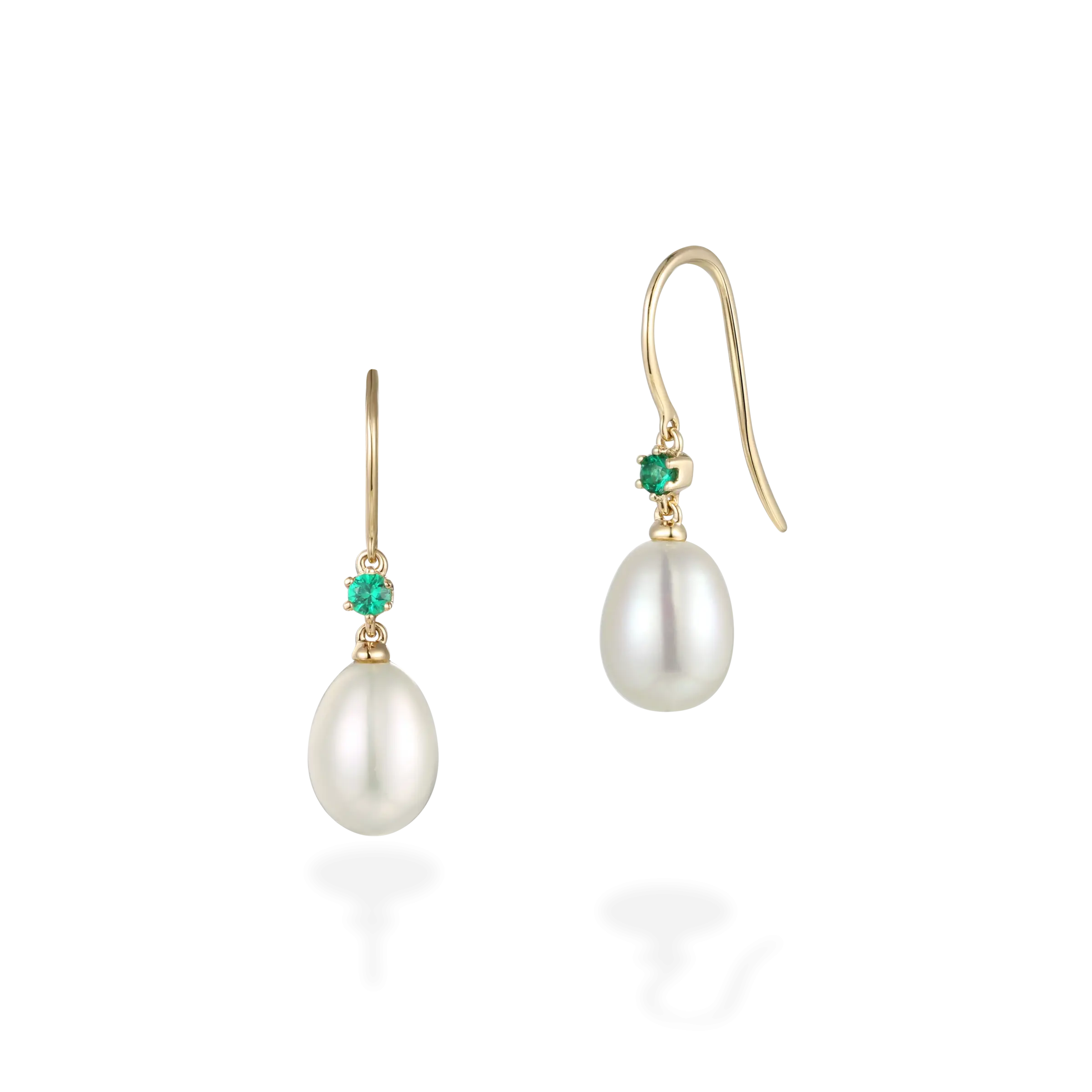 Dangling balloon emerald pearl earrings
